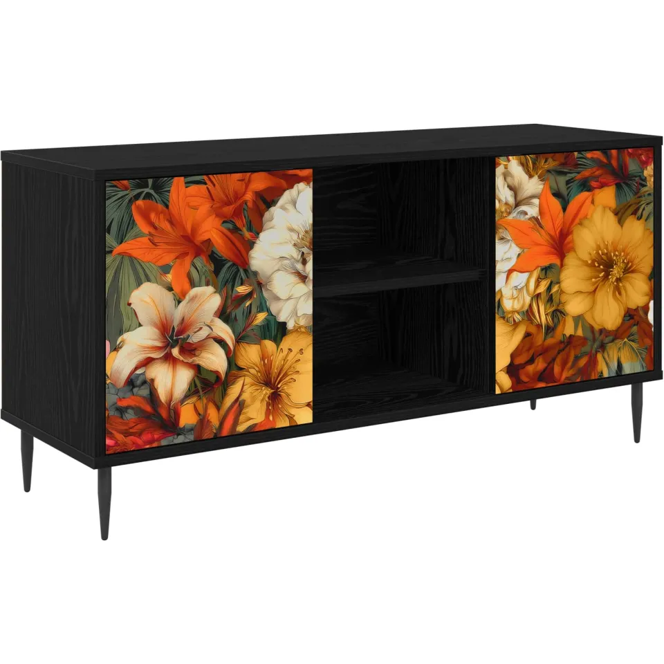 vidaXL Tv-meubel GENNEP 102 x 33 x 51 cm Zwart eiken Bewerkt hout, foto 3