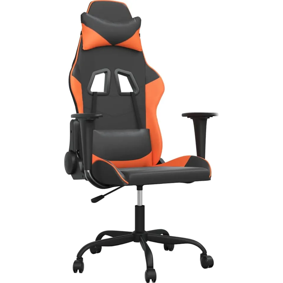 vidaXL Massage gamestoel kunstleer zwart en oranje, foto 3