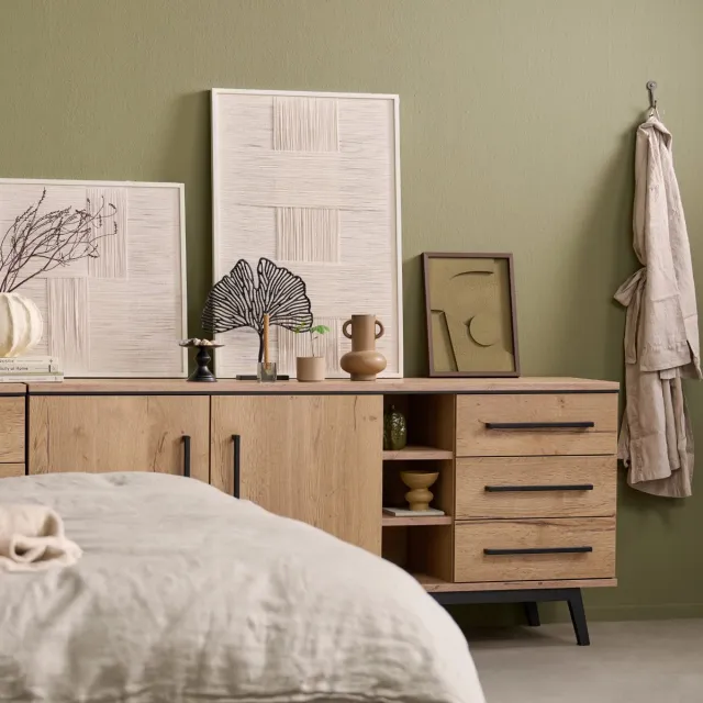 Woonexpress Dressoir Batenburg - MDF/Metaal - Eiken/Naturel - 180x80x45 cm (BxHxD) Hout - Naturel