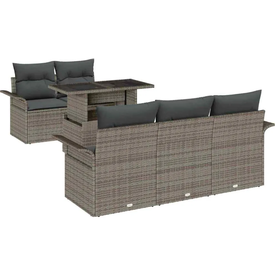 vidaXL Tuin Sofa Set 6 st Grijs [Synthetisch]: Poly Rattan