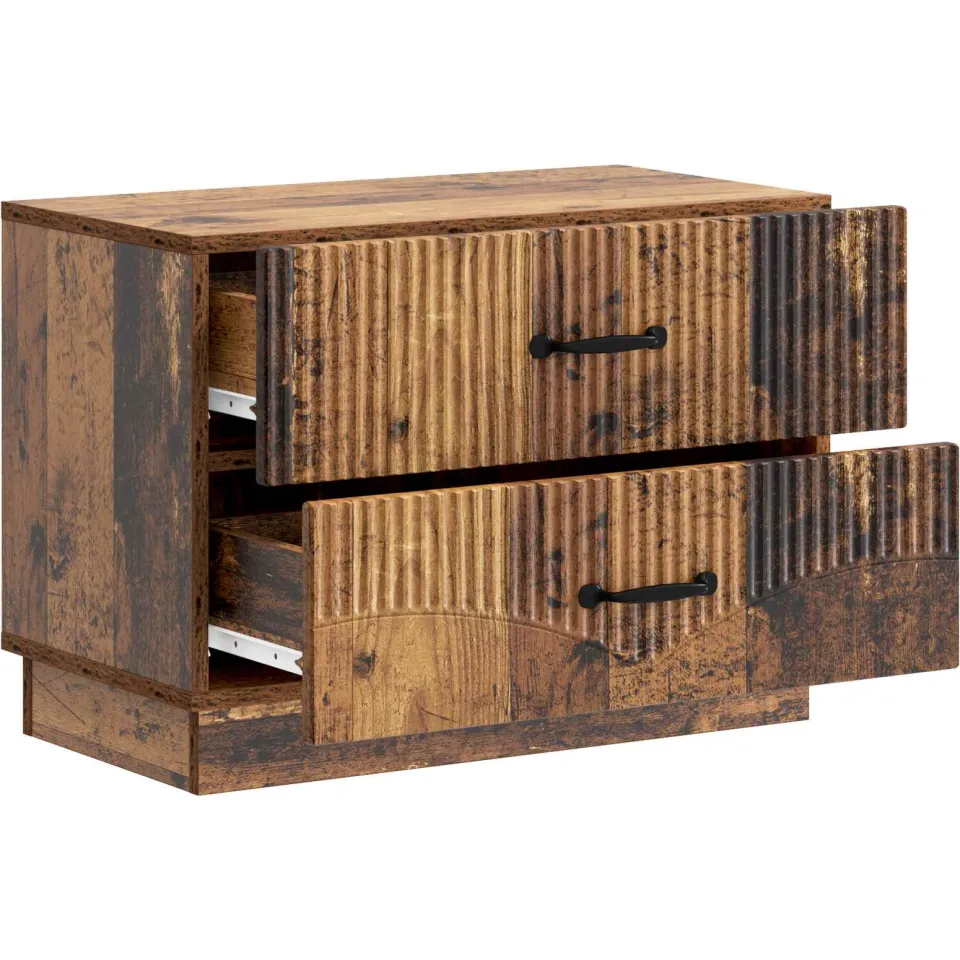 vidaXL Nachtkastje Oud hout 62 x 34,5 x 44,5 cm Bewerkt hout bruin, foto 3