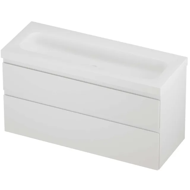Proline Haga Badmeubelset Polystone Mezza Zonder Kraangat 120x46x66 cm Mat White Mat Wit
