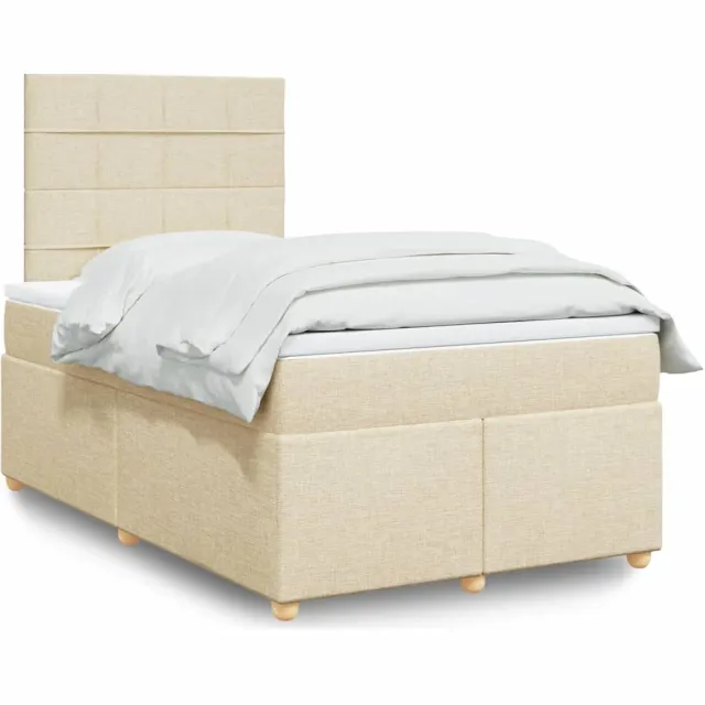 vidaXL Boxspring met matras stof crèmekleurig 120x200 cm