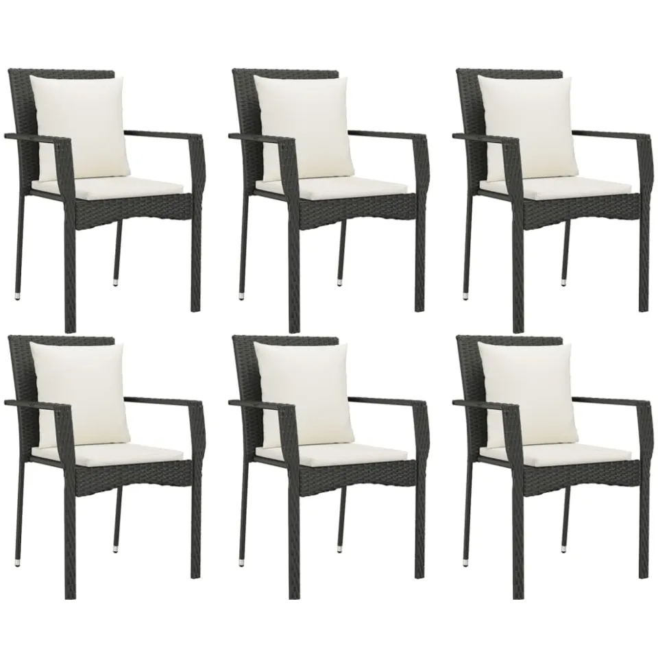 vidaXL 7-delige Tuinset met kussens poly rattan zwart, foto 3