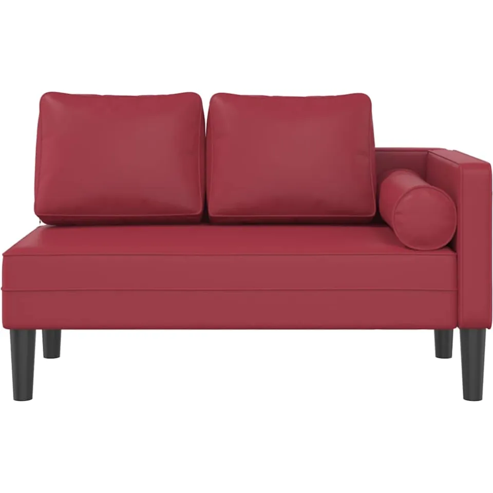 vidaXL Chaise longue met kussens kunstleer wijnrood