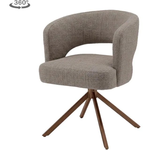 Meubelplaats Tower Living Mura eetkamerstoel draaibaar - Cremona 24 clay - Anodic brown
