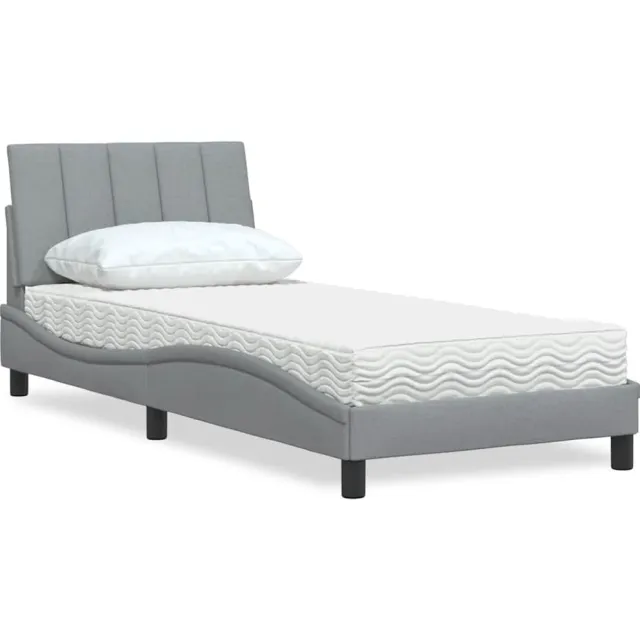 vidaXL Bed met matras "Hanko" stof lichtgrijs 90x200 cm