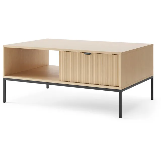 Selsey Vellore – Salontafel met lade en zwart frame, Eikenlook, 104 x 68 cm