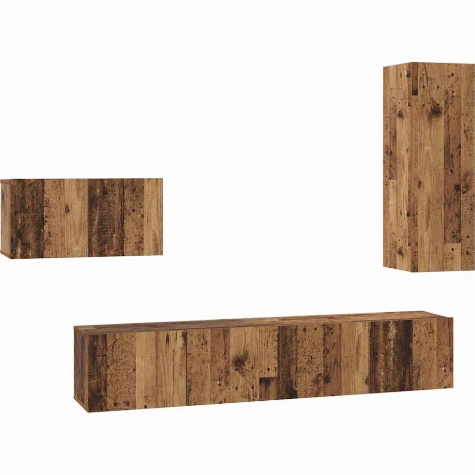vidaXL Tv-meubelset 4 st 30,5 x 30 x 90 cm Oud Hout Bruin