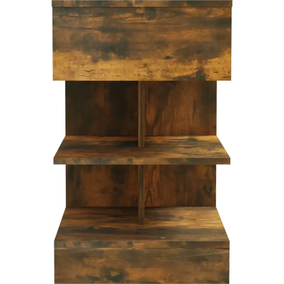 vidaXL Nachtkastjes 2 st 40x35x65 cm bewerkt hout gerookt eikenkleurig, foto 4
