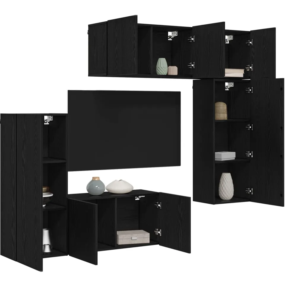 vidaXL TV-wandmeubel 5 st 100 x 30 x 41 cm Zwart eiken, foto 3