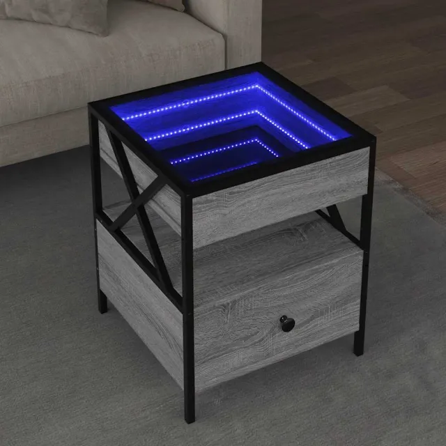 vidaXL Salontafel met Infinity LED 40x40x51 cm grijs sonoma eikenkleur, foto 2