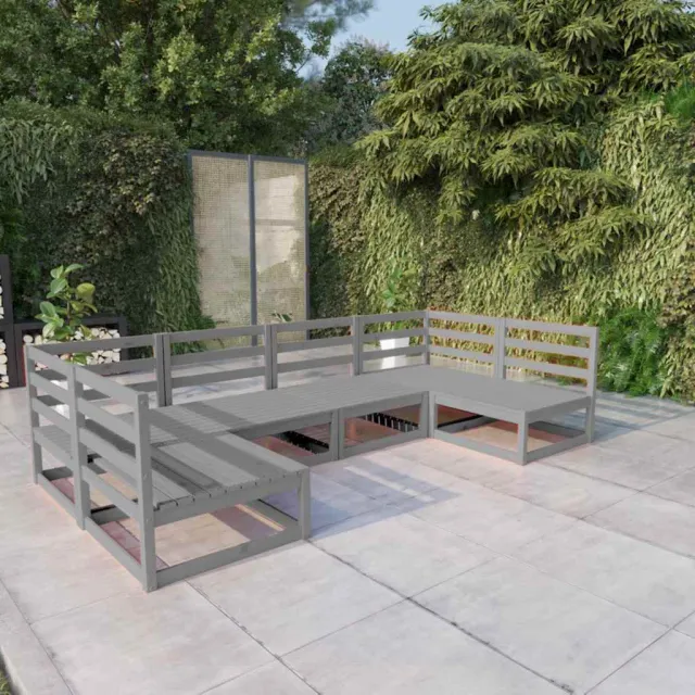 vidaXL 6-delige Loungeset massief grenenhout grijs, foto 2