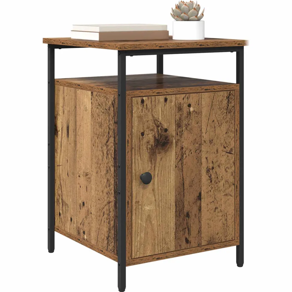 vidaXL Nachtkastje 2 st Oudhout 40 x 42 x 60cm Bewerkt hout Bruin