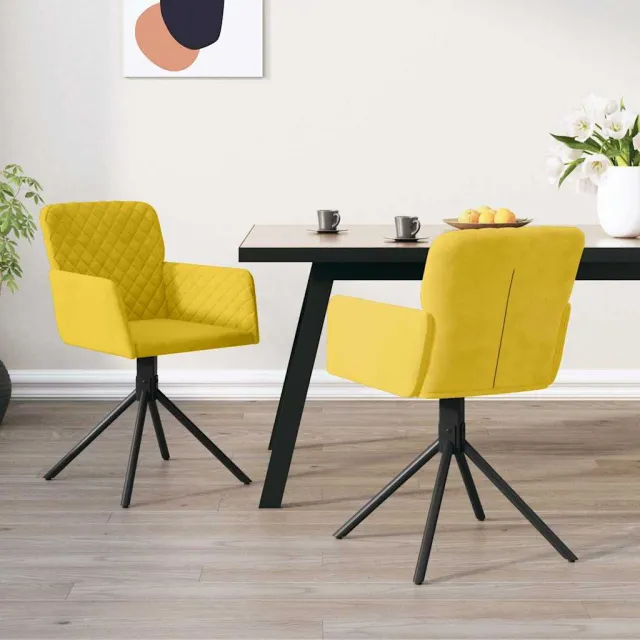 vidaXL Eetkamerstoelen draaibaar 2 st fluweel geel