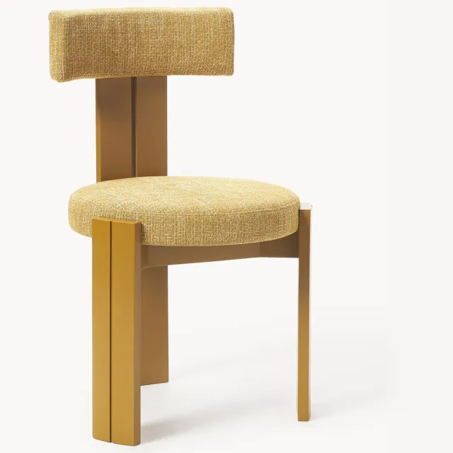 Westwing Collection Houten stoel Katya met vulling Geel