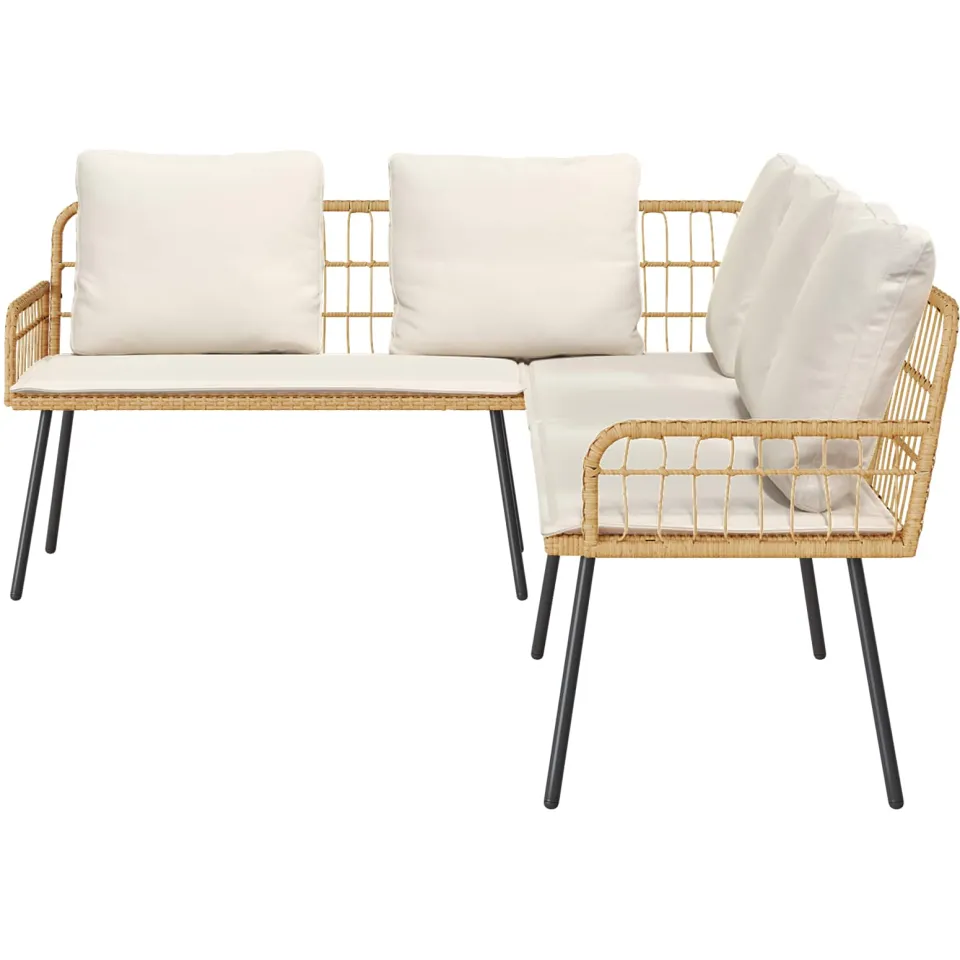 vidaXL Tuinbankenset 2 st Beige poly rattan, foto 3