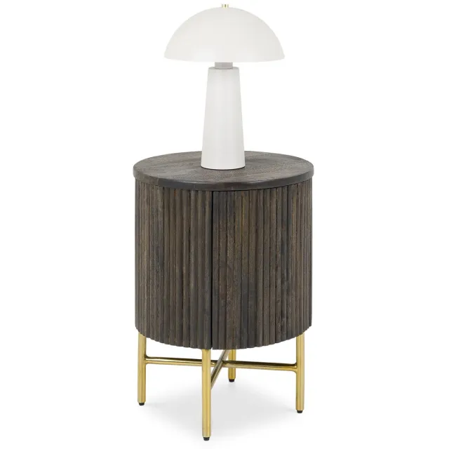 IDIMEX Nachtkastje FLUTED met lamellenlook van mangohout – bruin