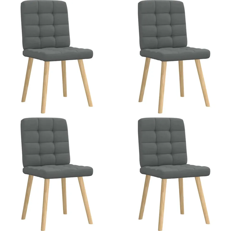 vidaXL Eetkamerstoelen 4 st stof donkergrijs grijs, foto 3
