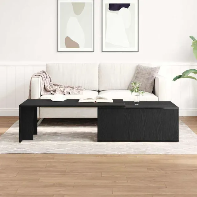 vidaXL Salontafel Zwart Eiken 150 x 50 x 35 cm Bewerkt hout, foto 2