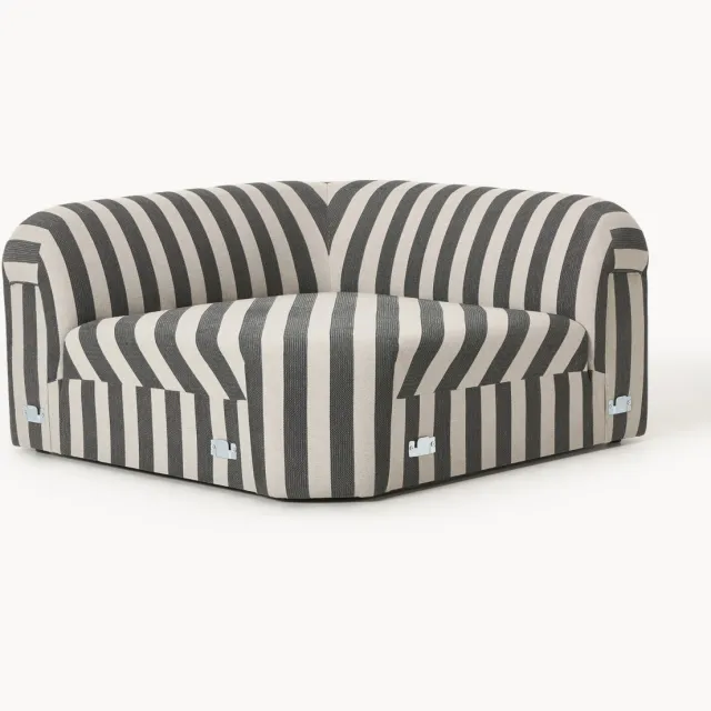 Westwing Collection Gestreepte module met afgeronde hoeken Wolke Zwart