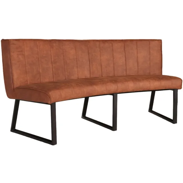 Lizzely Garden & Living Eetkamerbank Menzo ovaal 180cm cognac microvezel ovale eetbank