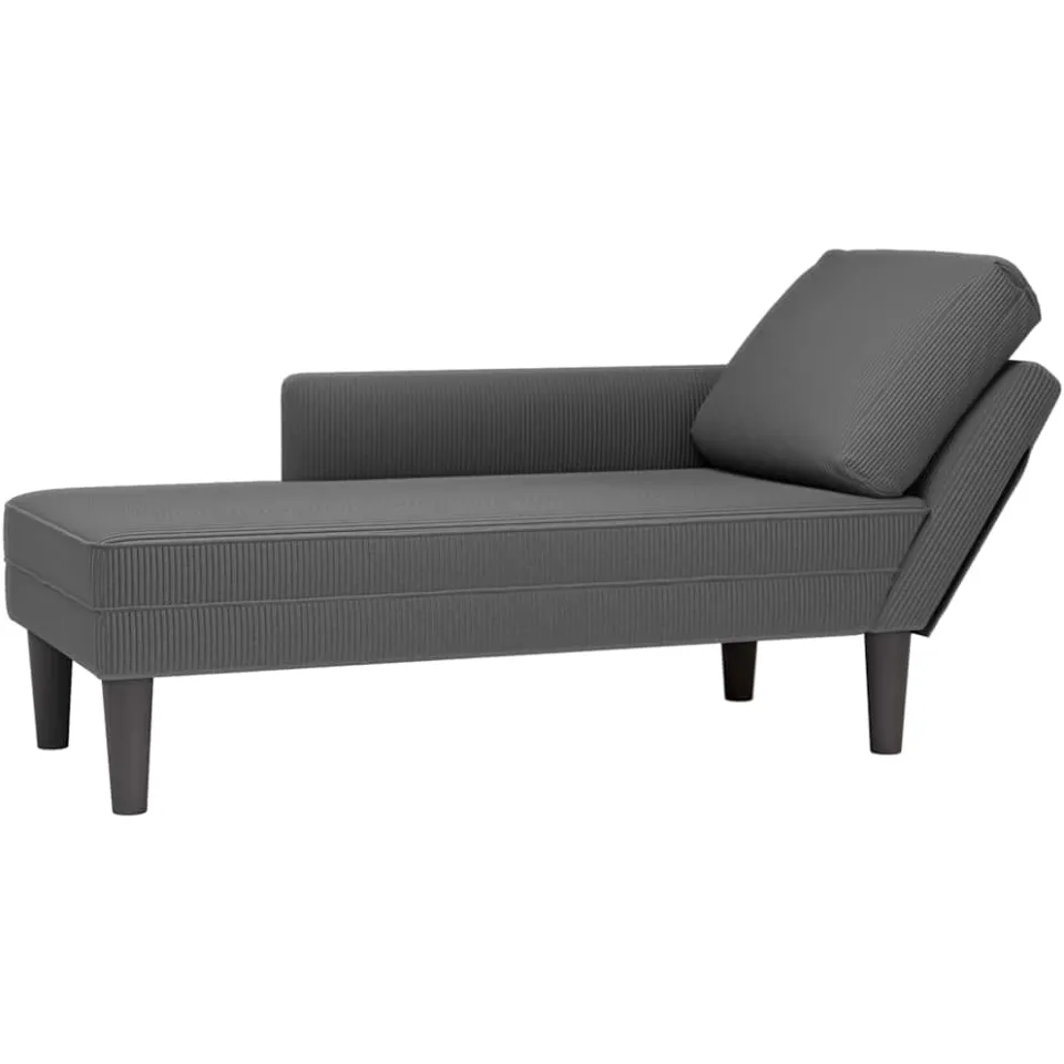 vidaXL Chaise longue met kussen corduroy stof donkergrijs