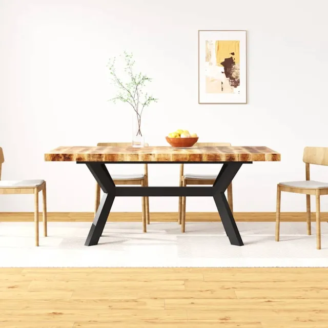 vidaXL Eettafel - 180 - cm - massief - mangohout - en - stalen - kruis Lichtbruin