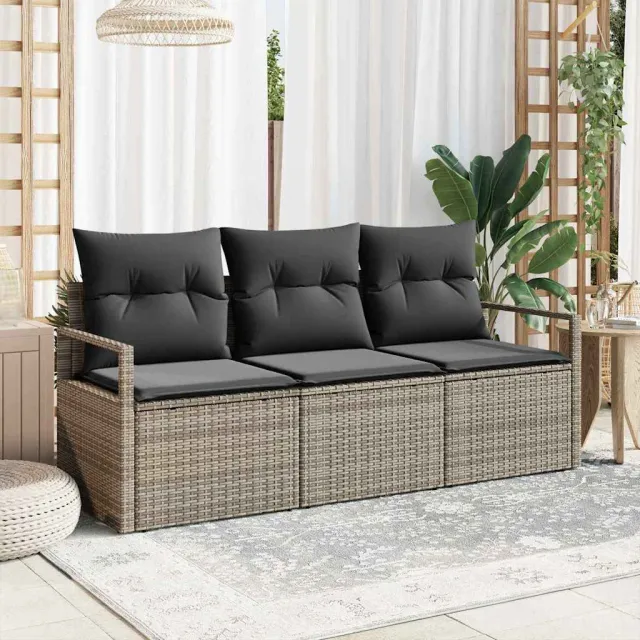 vidaXL Bankstel 3 st Grijs poly rattan, foto 2