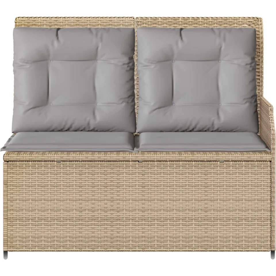 vidaXL Tuinbank 2-zits Beige en Grijs poly rattan, foto 4