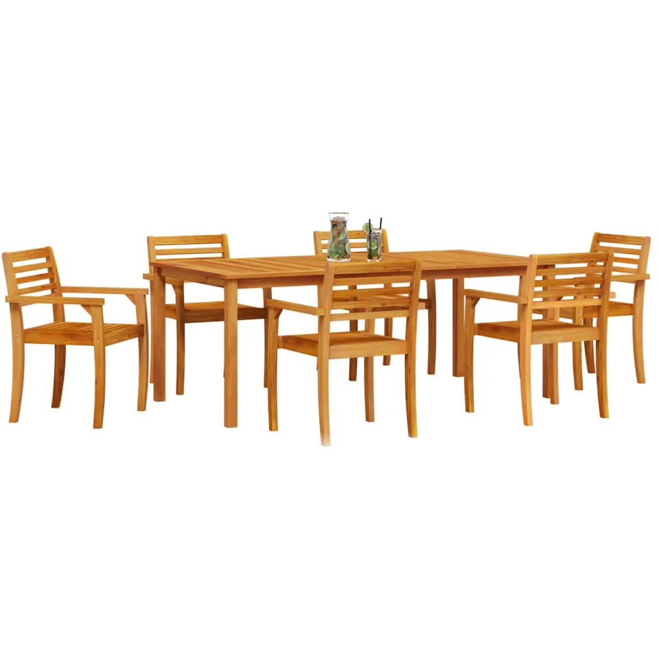 vidaXL Tuin eettafelset 7 st Bruin Massief Acaciahout