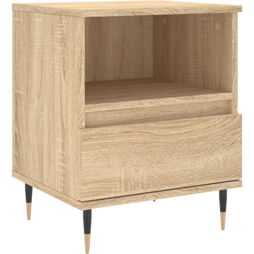 vidaXL Nachtkastje 40x35x50 cm bewerkt hout sonoma eikenkleurig, foto 3