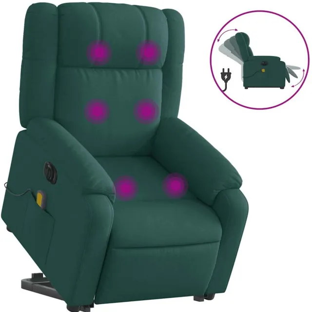 vidaXL Sta-op-massagestoel - elektrisch - verstelbaar - stof - donkergroen