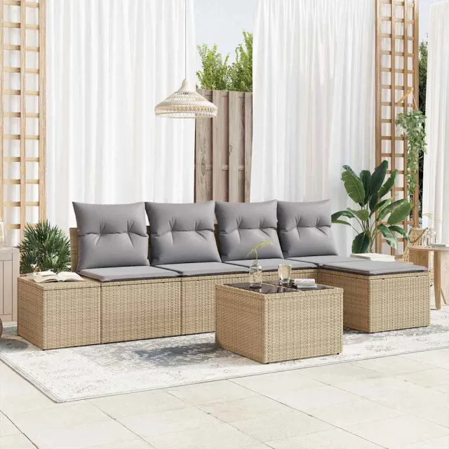vidaXL Tuin Sofa Set 5 st Beige en Licht Grijs poly rattan