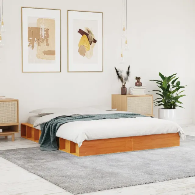 vidaXL Bedframe zonder matras massief grenenhout wasbruin 120x200 cm