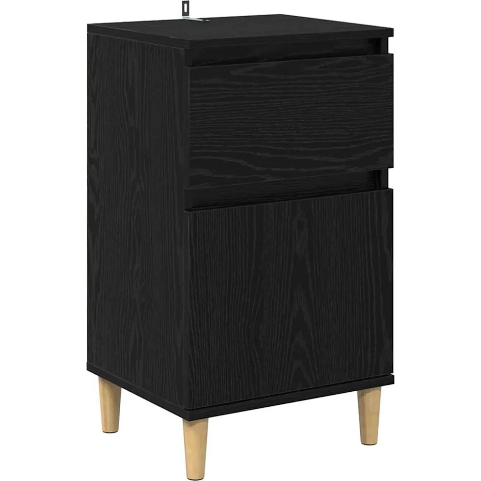 vidaXL Nachtkastje Zwart Eiken 40 x 35 x 70 cm Bewerkt hout