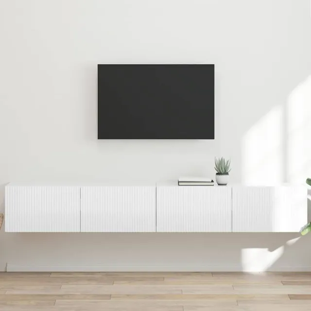 vidaXL TV Wandkast 2 st Glanzend Wit Bewerkt hout, foto 2