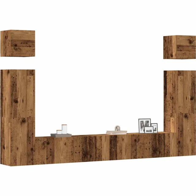 vidaXL 6-delig Tv-meubelset wandmontage bewerkt hout oud houtkleurig Bruin