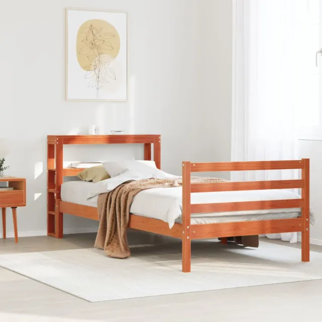 vidaXL Bedframe zonder matras massief grenenhout wasbruin 75x190 cm bruin