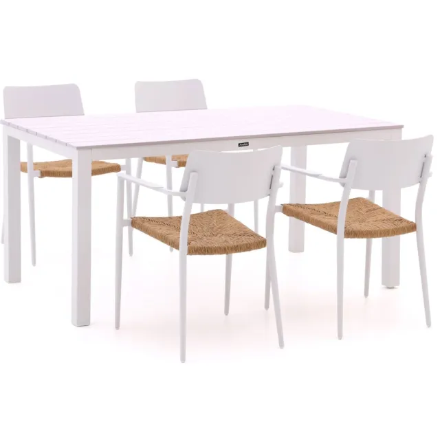 Bellagio tuinmeubelen Bellagio Cino/Menzano 160cm dining tuinset 5-delig stapelbaar wit, foto 2