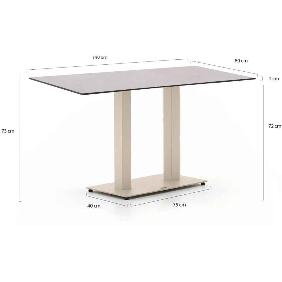 Forza Furniture Forza Orta tuintafel 140x80x73cm taupe, foto 2