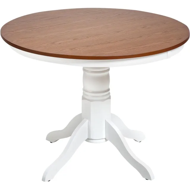 Beliani AKRON - Ronde eettafel - Donkerbruin - 100 cm - Essenhoutfineer