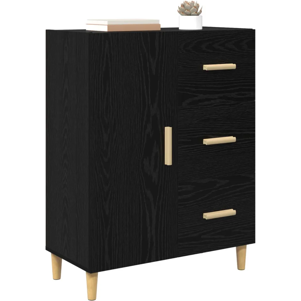vidaXL Dressoir Zwart eiken 34 x 69.5 x 90 cm Bewerkt hout