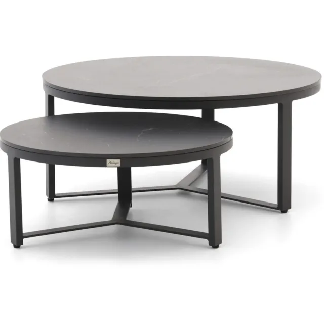 Bellagio tuinmeubelen Bellagio Ficarolo lounge tuintafelset ø85cm(h:35cm)/ø65cm (h:30cm) Zwart