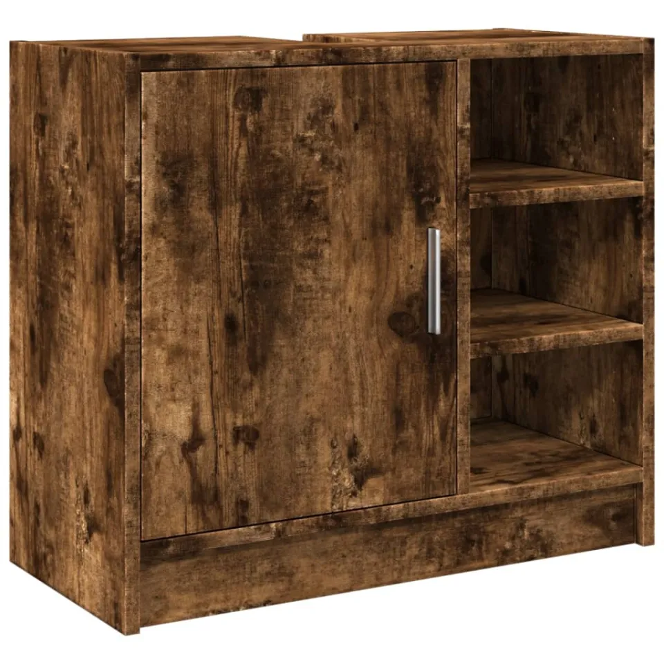 vidaXL Wastafelkast 63x29x55 cm bewerkt hout gerookt eikenkleurig Bruin