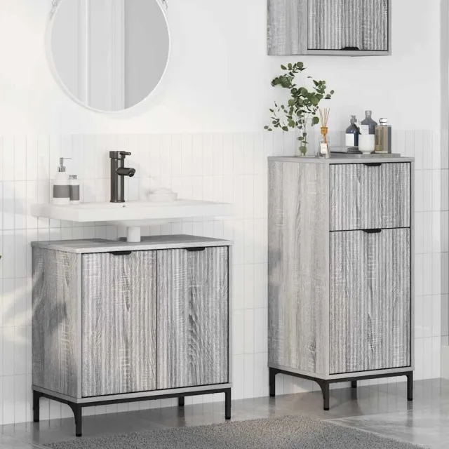vidaXL Badkamermeubelset 2 st Grijs Sonoma Geperst Hout en Metaal