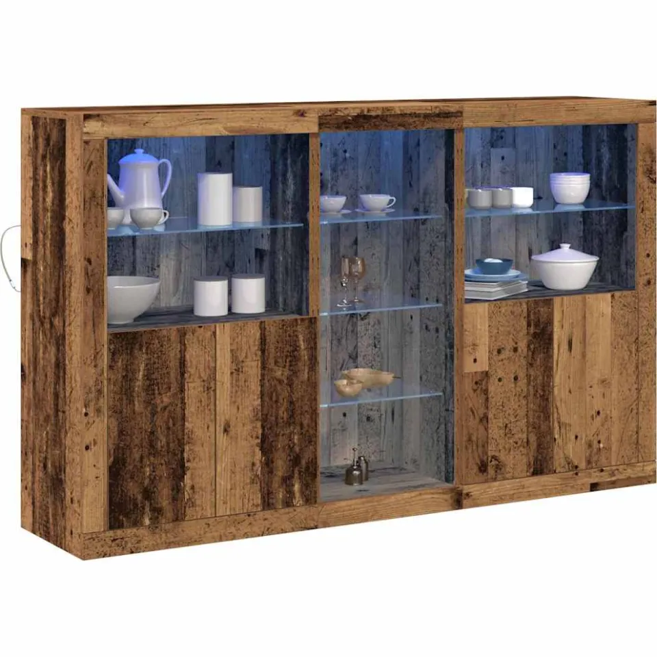 vidaXL LED Sideboard Oud hout 162 x 37 x 100 cm Bewerkt hout Bruin