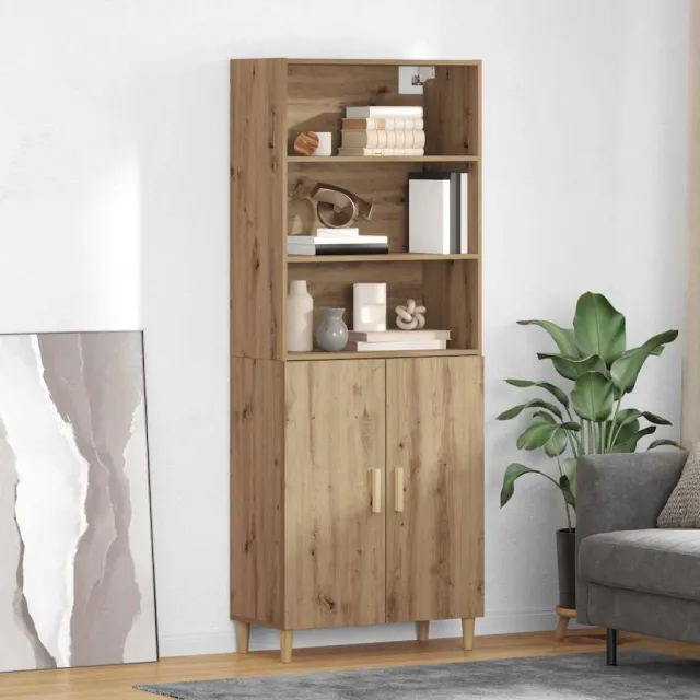 vidaXL Hoge kast Artisan Eiken 69,5 x 32,5 x 180 cm Bewerkt hout Bruin