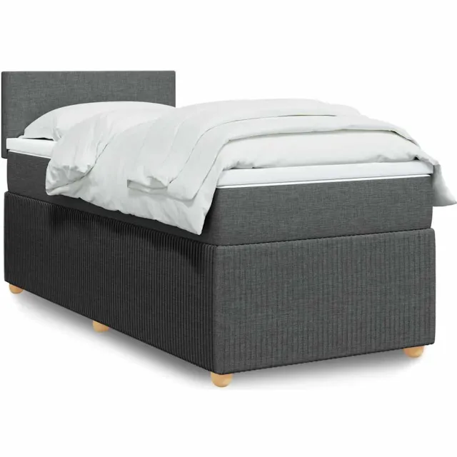 vidaXL Boxspring met matras stof donkergrijs 90x200 cm grijs