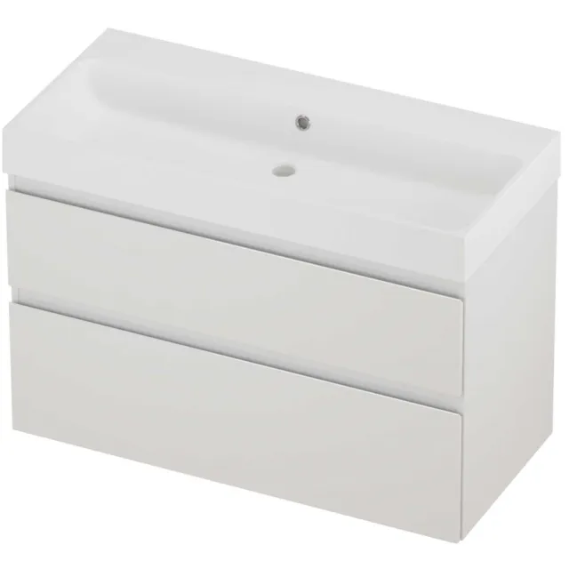Proline Podium Badmeubelset Polystone Loft Zonder Kraangat 100x46x70 cm Mat White Glans Wit